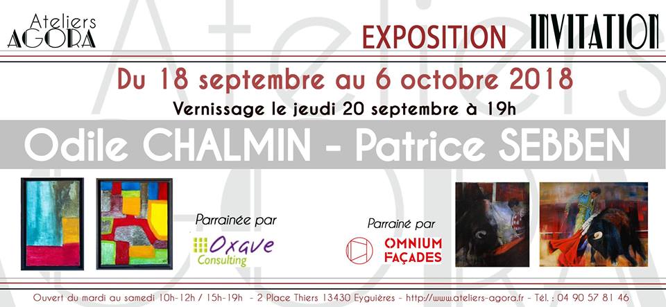 Exposition Odile Chalmin et Patrice Sebben du 18/09 au 6/10