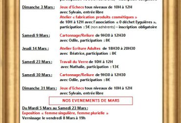 Au mois de mars, aux Ateliers Agora